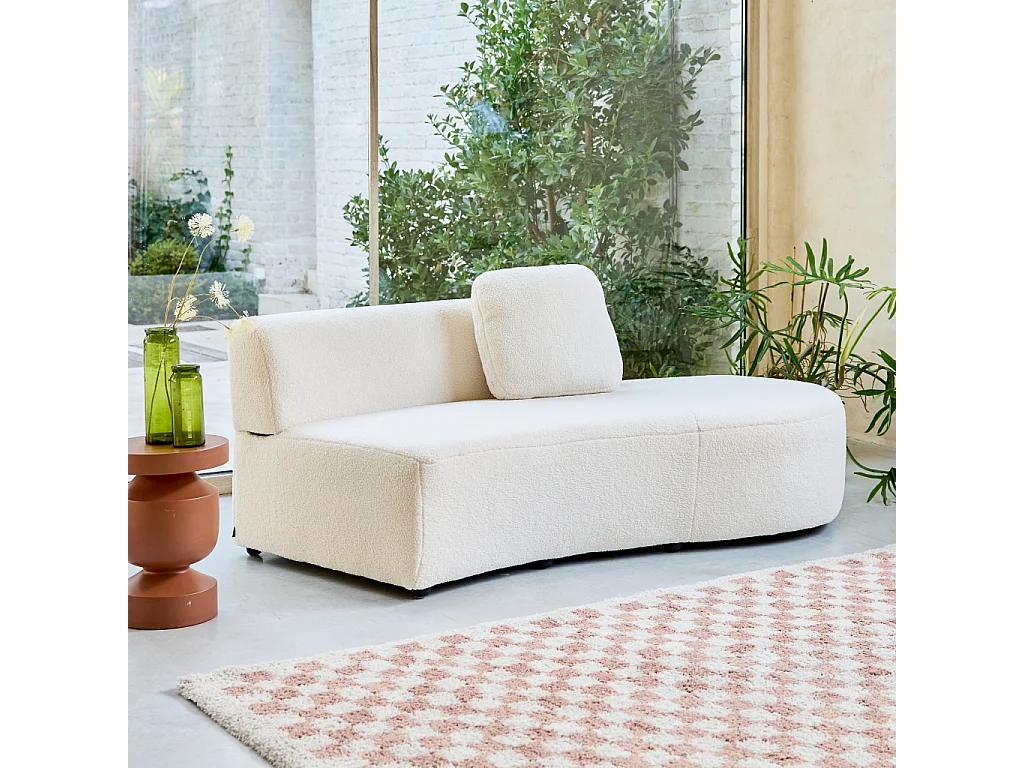 Divano virgola organico 2-3 posti bouclé, crema