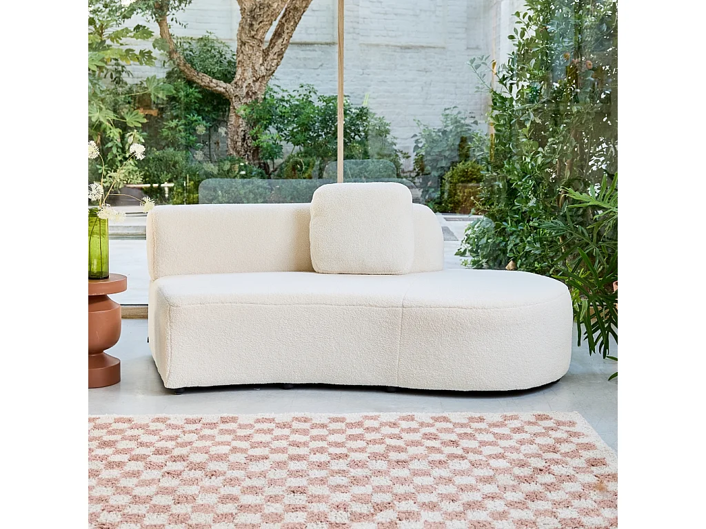 Divano virgola organico 2-3 posti bouclé, crema