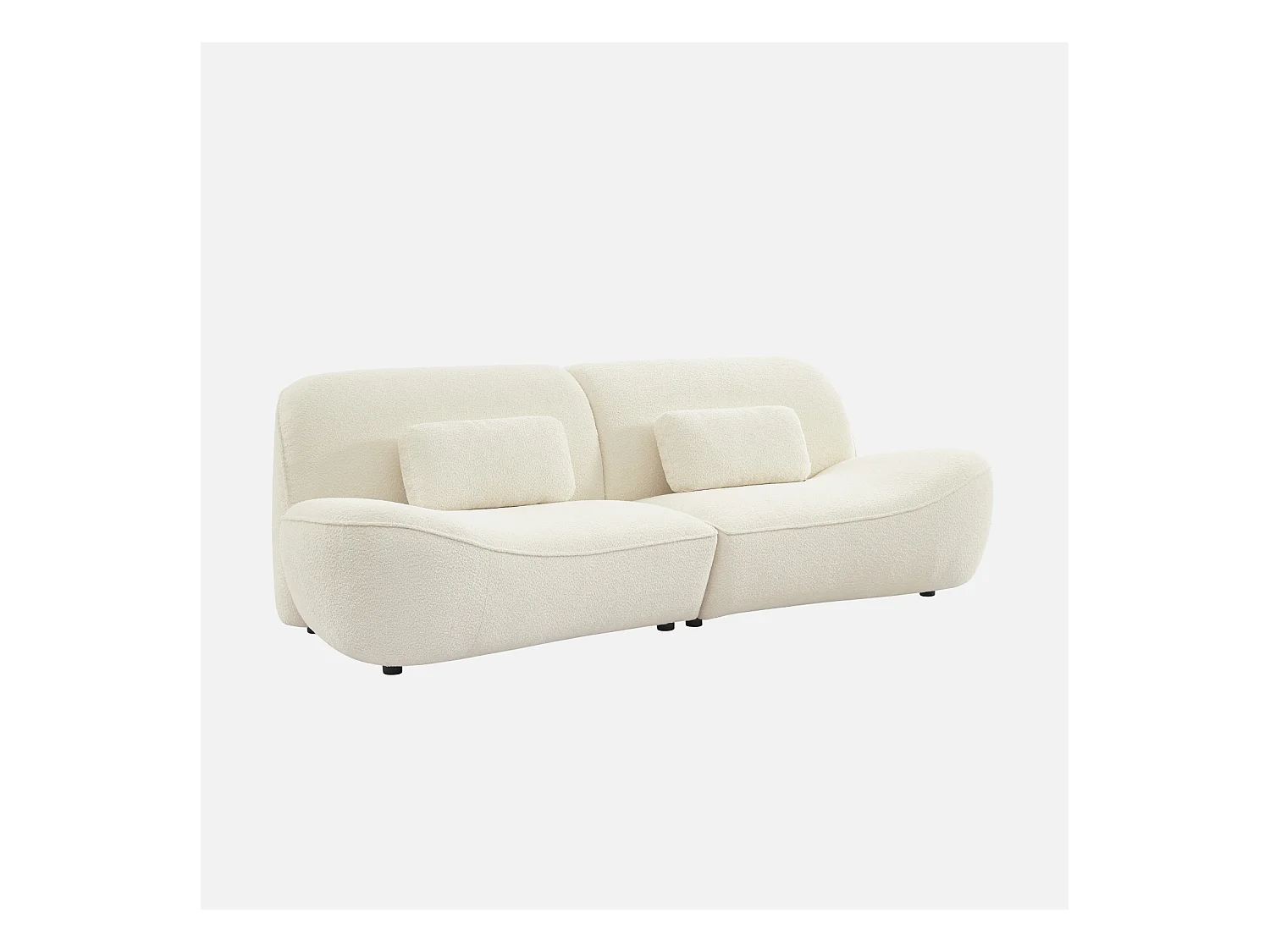 Canapé 3 places en bouclette blanche L 265 x P 114 x H 85cm - Nia