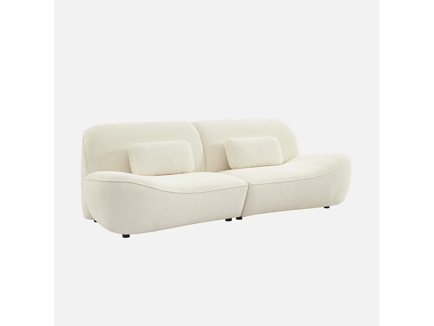 Canapé 3 places en bouclette blanche L 265 x P 114 x H 85cm - Nia