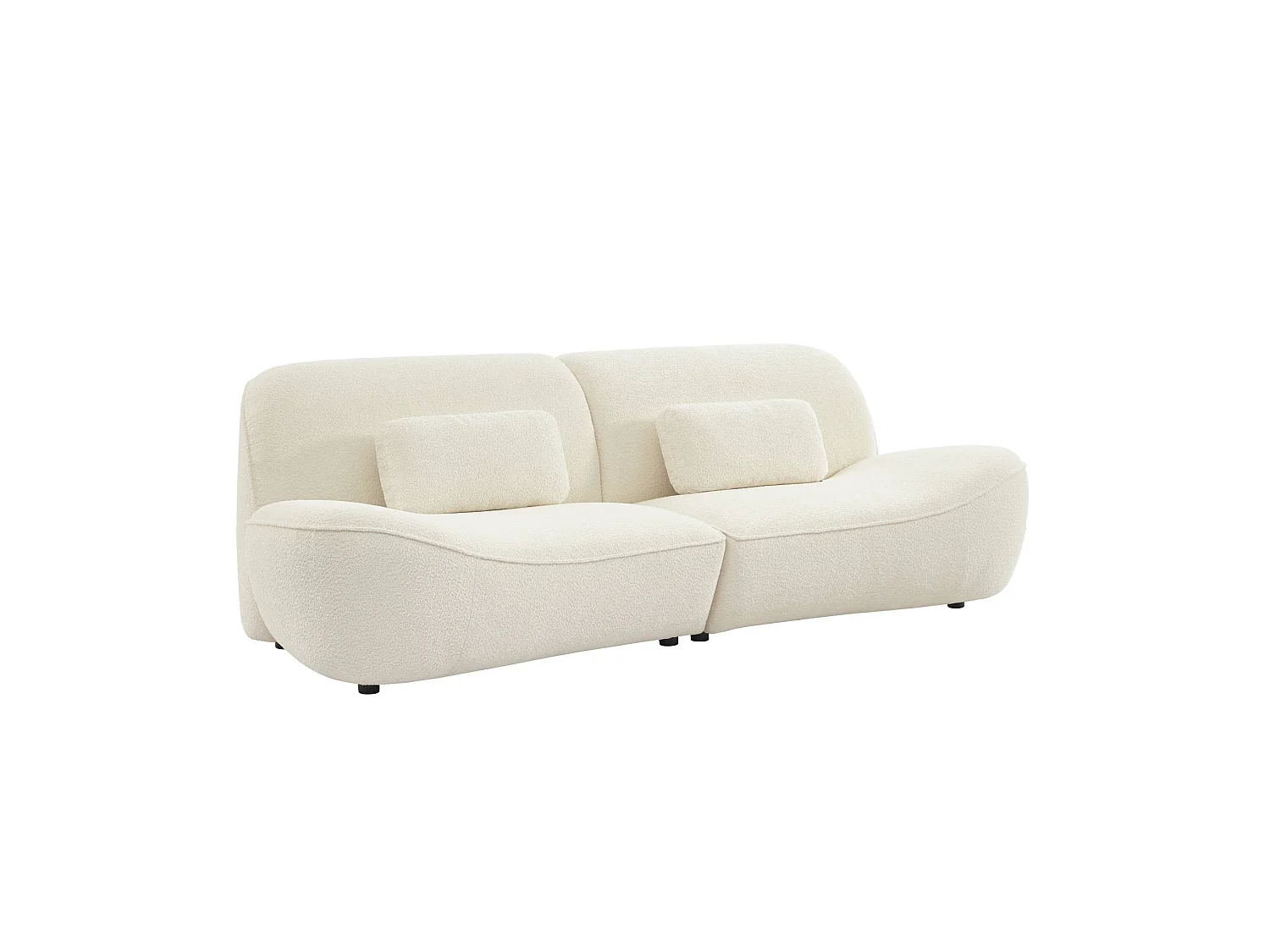Divano in tessuto bouclé, 3 posti, crema