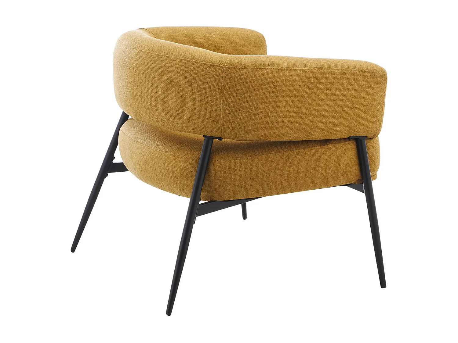 Fauteuil tissu moutarde dossier incurvé piétement métal L 81.5 x P 72.5 x H 69 cm - Cristo