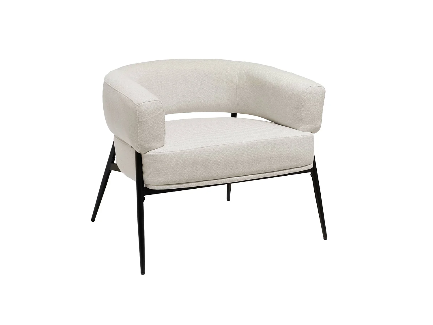 Poltrona tessuto schienale incurvato piedi metallo, Cristo, Bianco, 81.5x72.5x69 cm