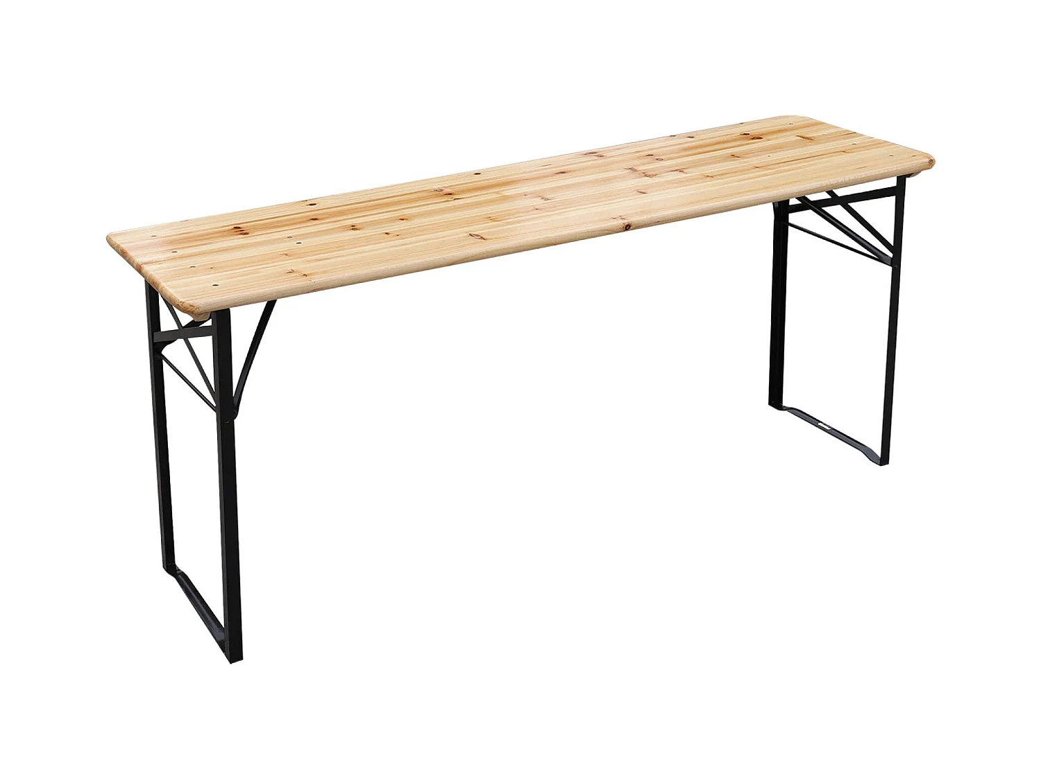 Set di 2 tavoli da ricevimento pieghevoli in legno di abete 2 panche,