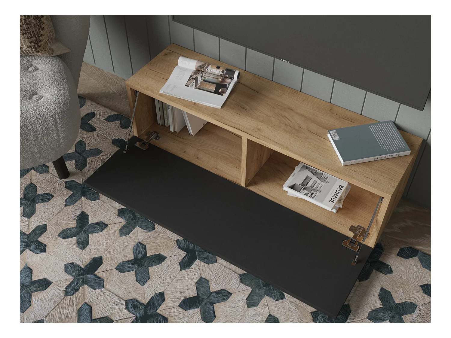 Meuble TV 105 cm 140 cm Banc Télé  Suspendu Banc Télévision Moderne Flottante pour Salon