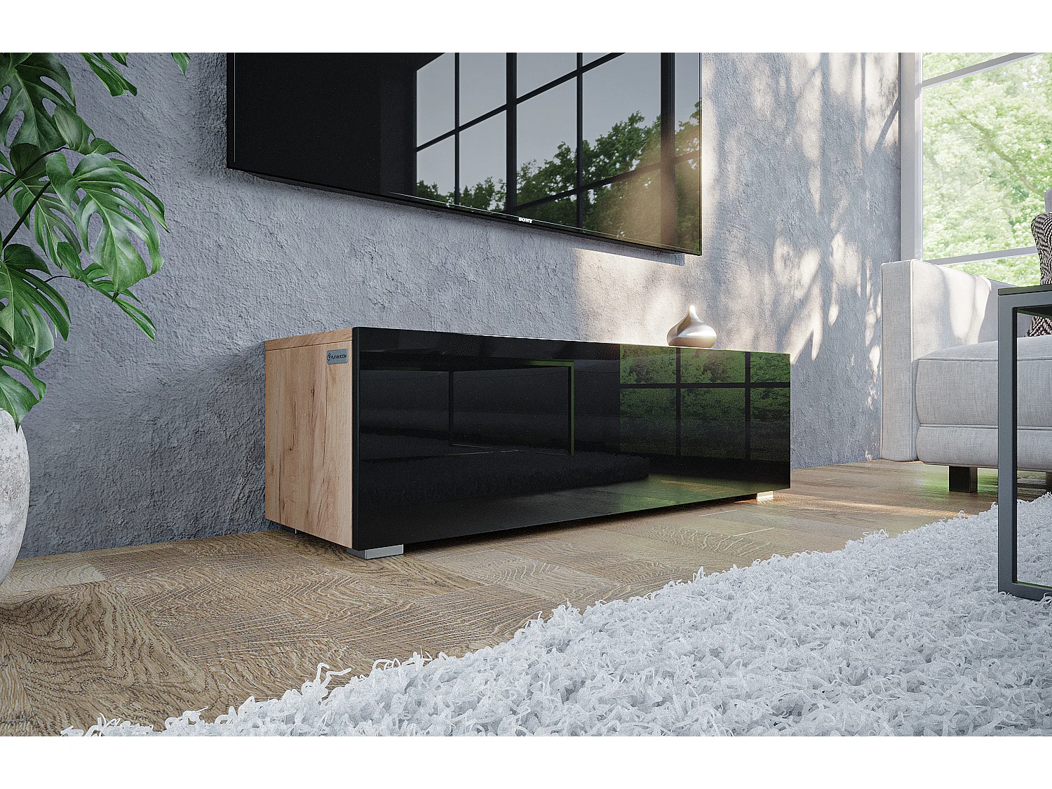 Meuble TV 105 cm 140 cm Banc Télé  Suspendu Banc Télévision Moderne Flottante pour Salon