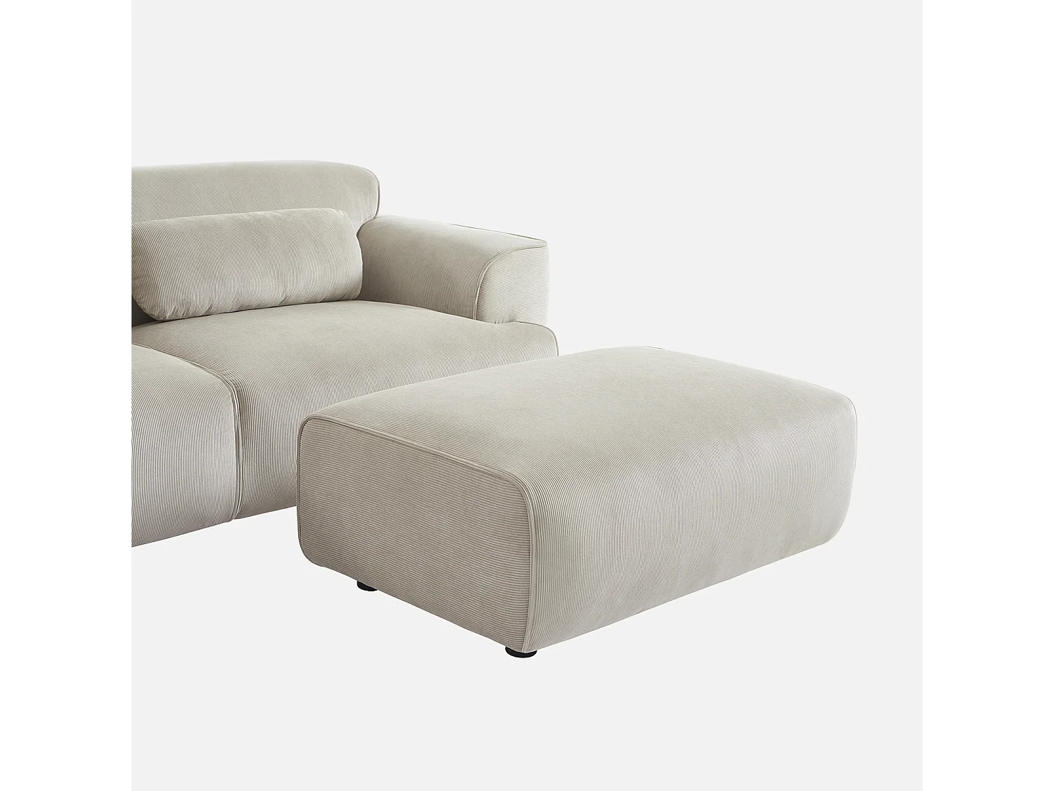 Pouf. module pour canapé. repose-pieds pour canapé 3 places en velours côtelé greige. L 102 x P 70 x H 41cm - Wallas