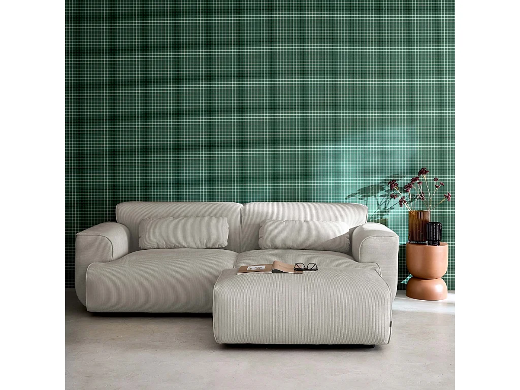 Puff, reposapiés para sofá de 3 plazas wallas terciopelo de pana fina