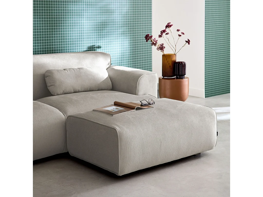 Reposapiés para sofá wallas terciopelo de pana fina, 3 plazas gris