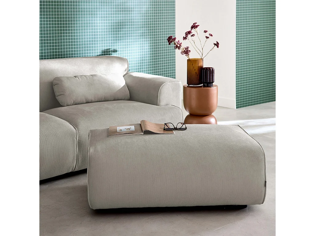 Reposapiés para sofá wallas terciopelo de pana fina, 3 plazas gris