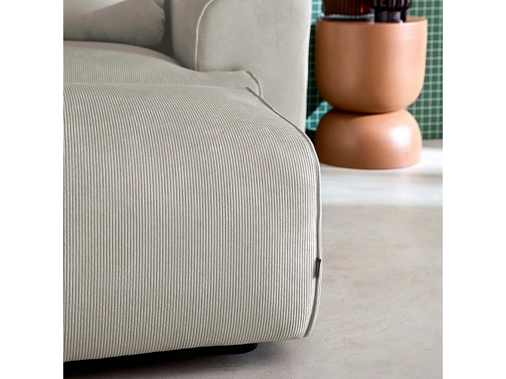 Reposapiés para sofá wallas terciopelo de pana fina, 3 plazas gris