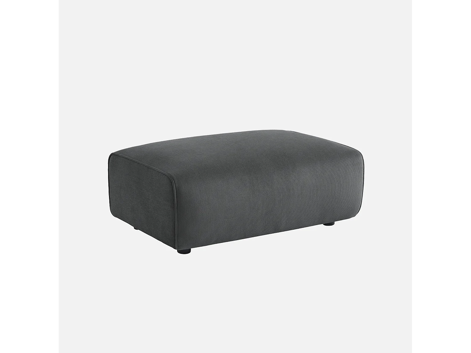 Pouf. module pour canapé. repose-pieds pour canapé 3 places en velours côtelé gris foncé. L 102 x P 70 x H 41cm - Wallas