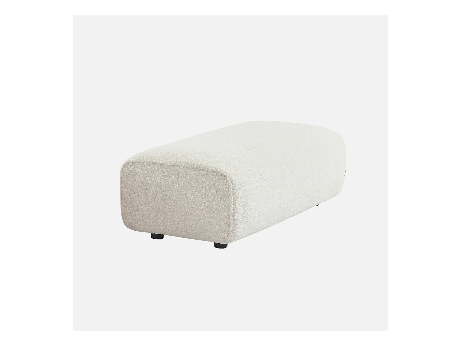 Pouf, poggiapiedi per divano ad angolo wallas bouclé, 2 posti , bianco