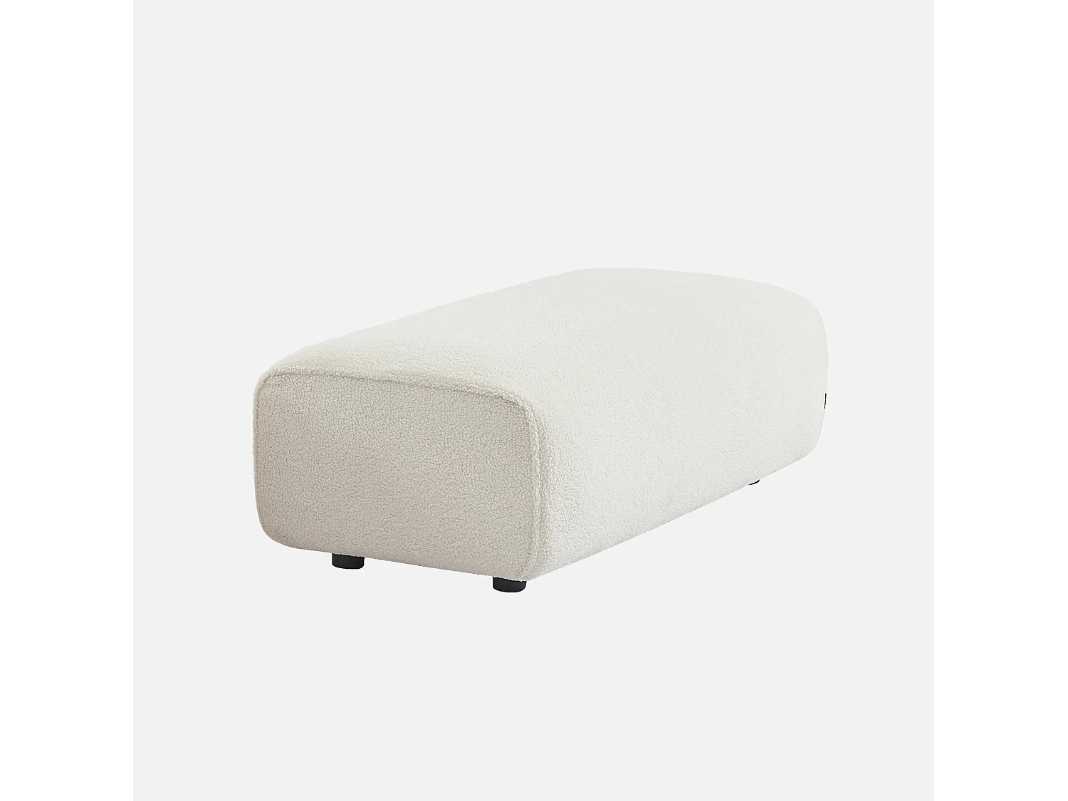 Pouf, poggiapiedi per divano ad angolo wallas bouclé, 2 posti , bianco