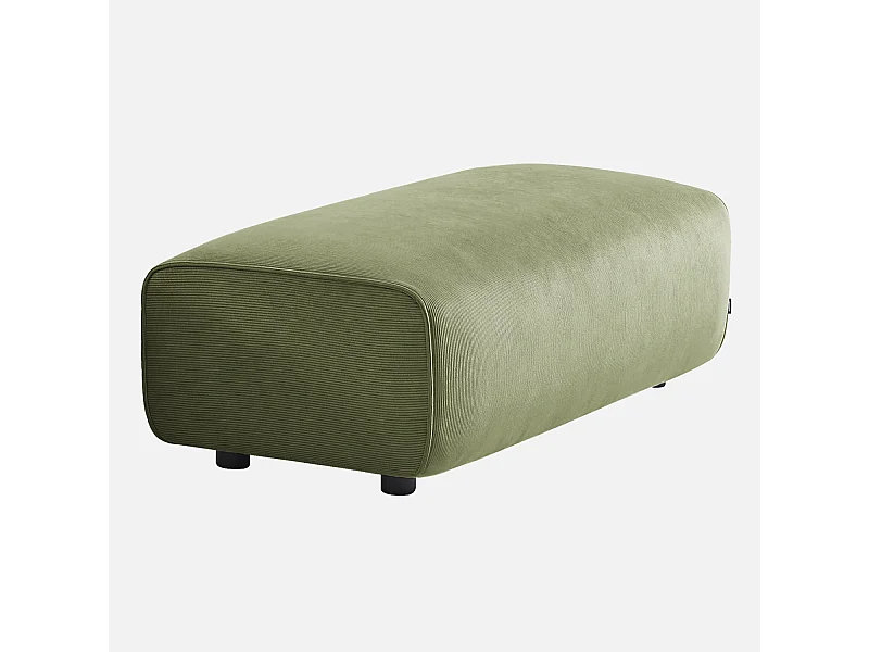 Pouf per divano angolare wallas in velluto a coste, 2 posti, verde