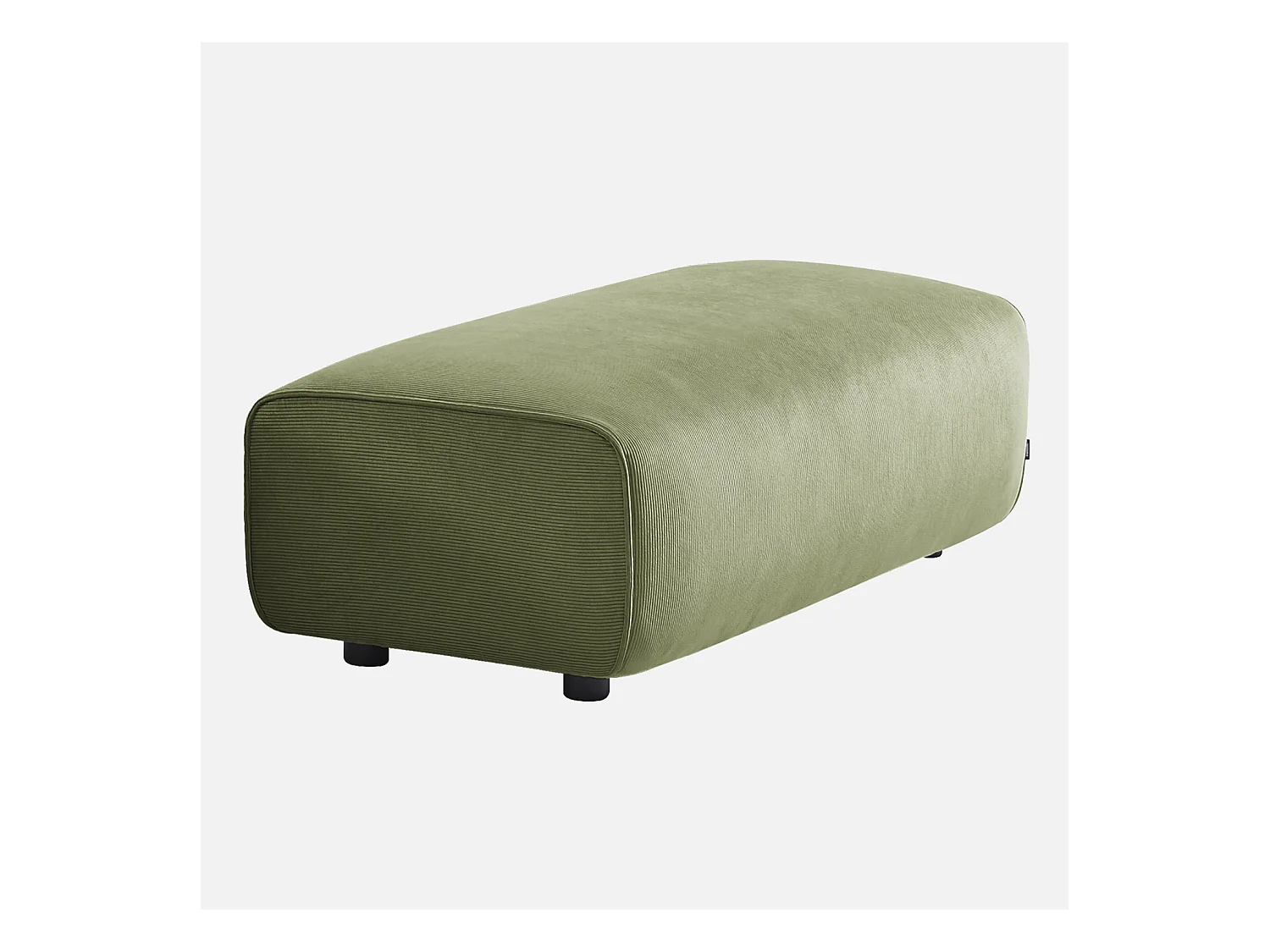 Pouf per divano angolare wallas in velluto a coste, 2 posti, verde