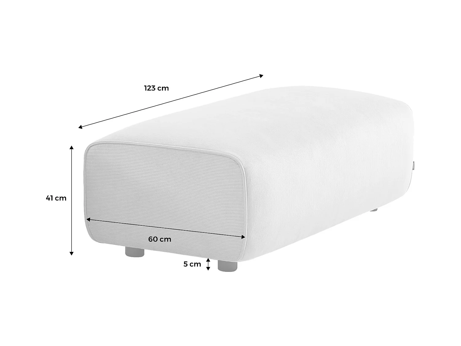 Pouf per divano angolare wallas in velluto a coste, 2 posti, verde