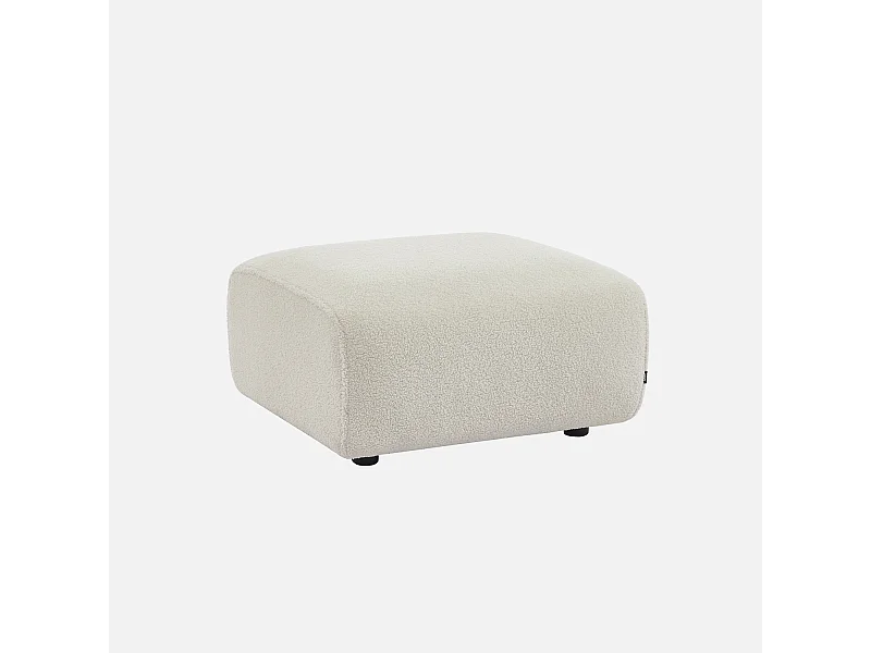 Pouf, poggiapiedi per divano wallas bouclé, 2 posti, crema