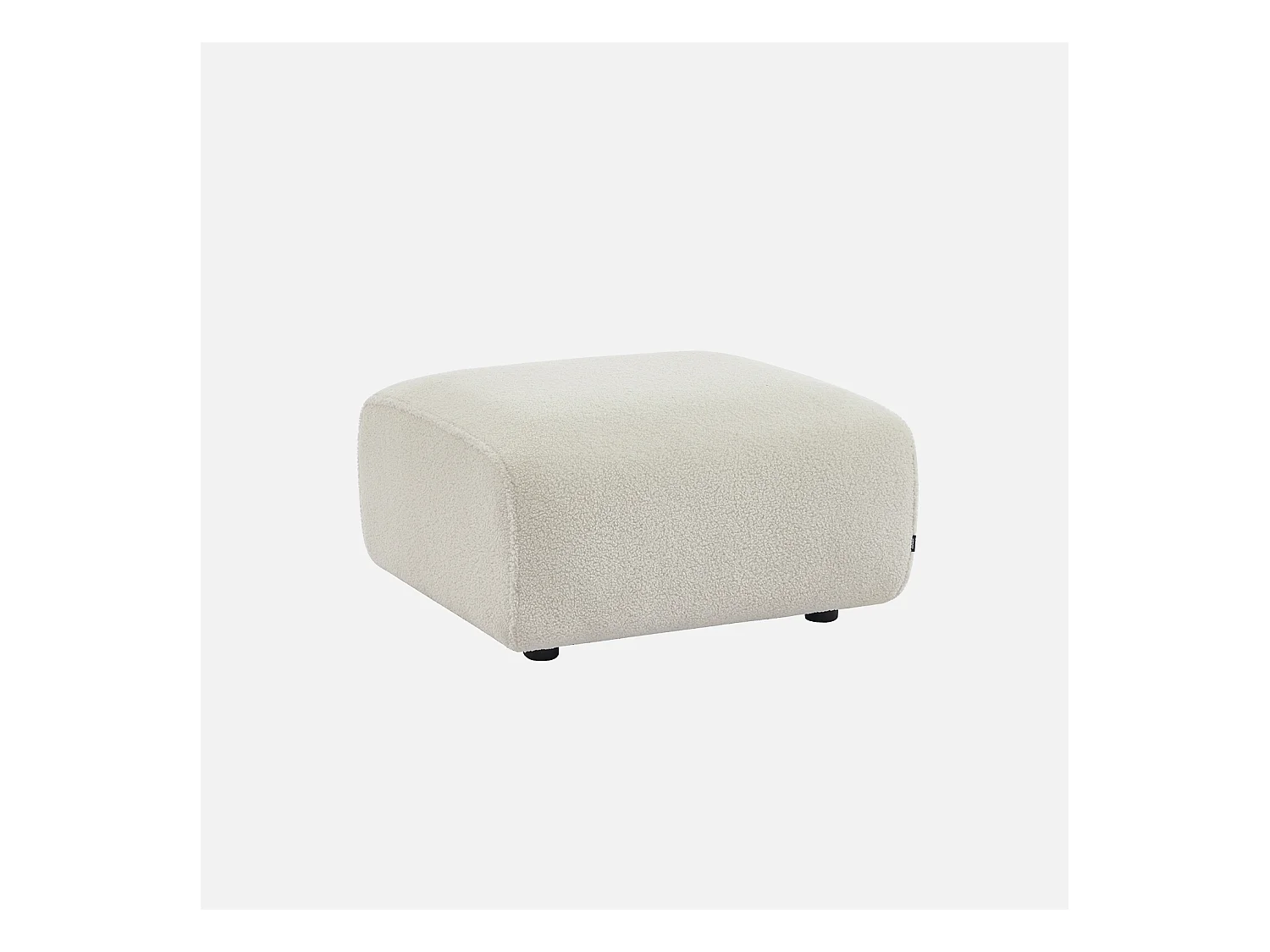 Pouf. module pour canapé. repose-pieds pour canapé 2 places en bouclette crème. L 76 x P 70 x H 41cm - Wallas