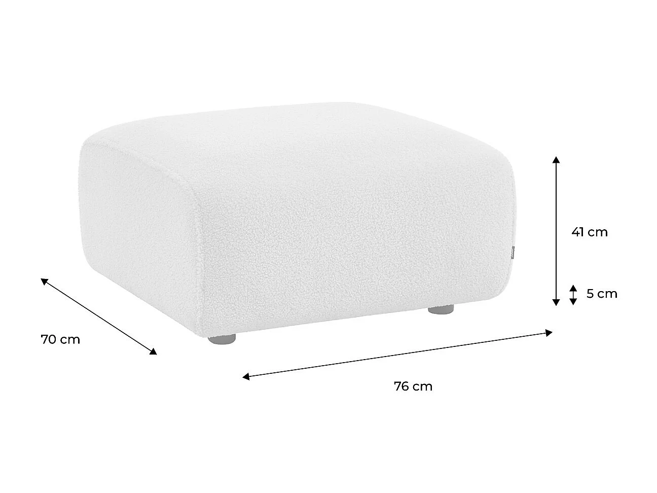 Pouf, poggiapiedi per divano wallas bouclé, 2 posti, crema