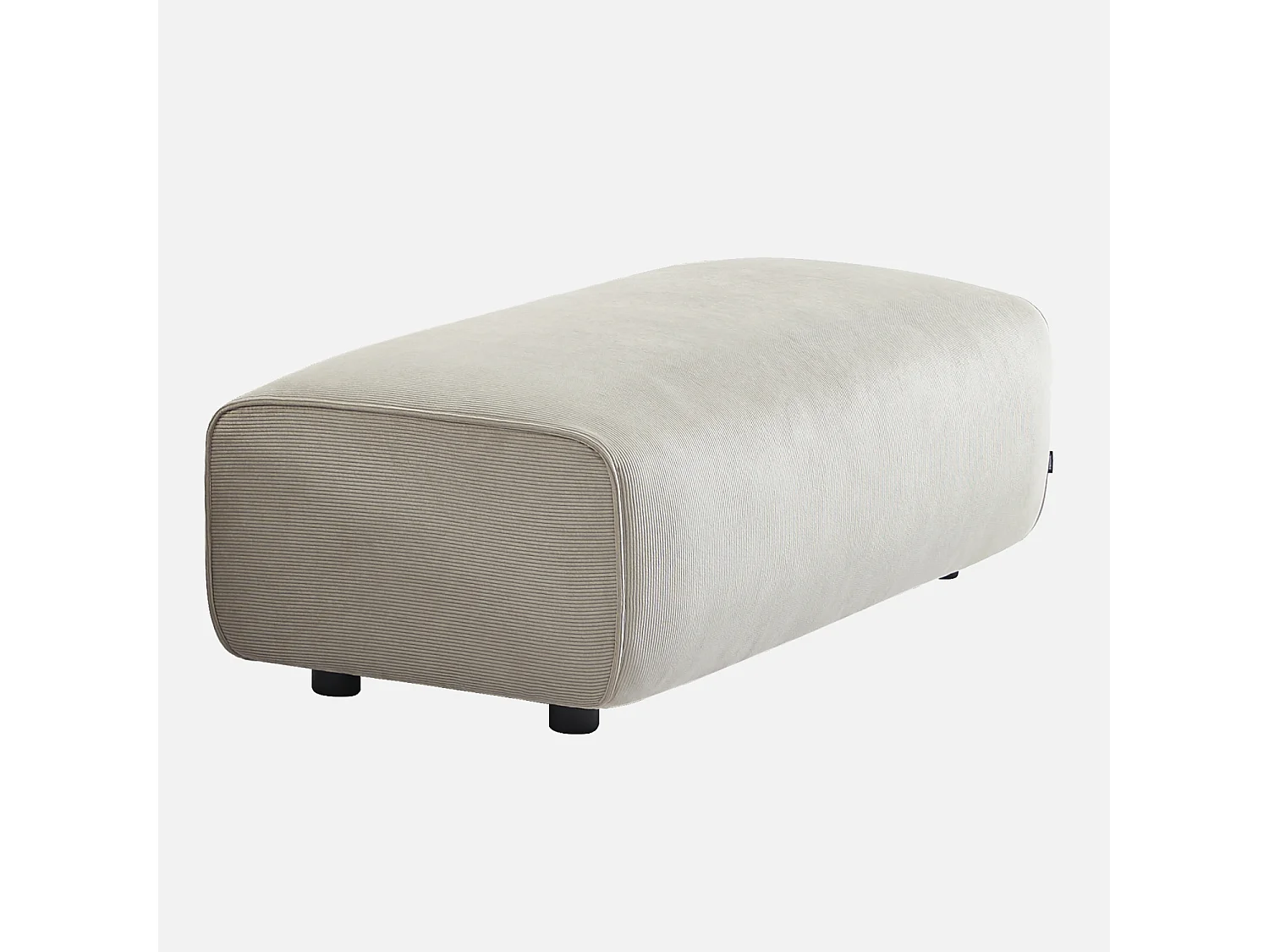 Pouf per divano angolare wallas in velluto a coste, 2 posti, grigio