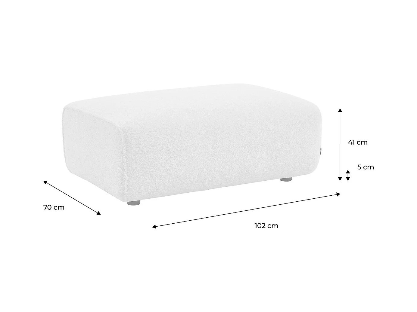 Pouf, poggiapiedi per divano wallas bouclé, 3 posti , crema