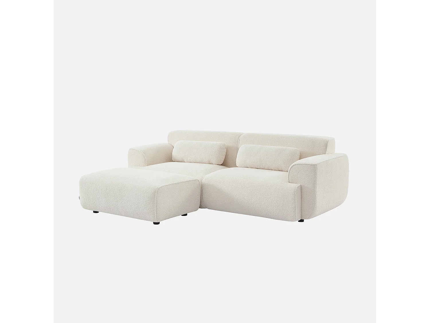 Pouf, poggiapiedi per divano wallas bouclé, 3 posti , crema