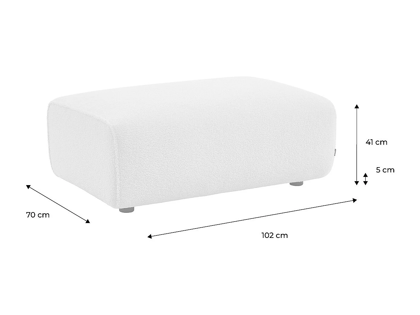 Pouf, poggiapiedi per divano wallas bouclé, 3 posti , crema