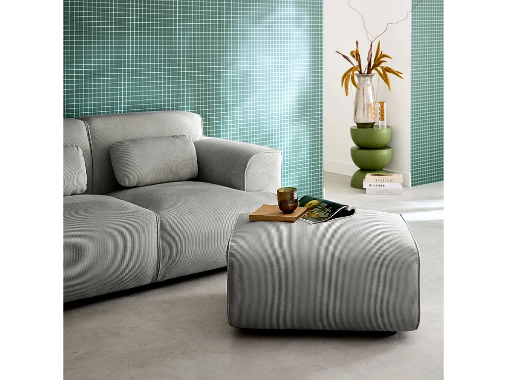 Poggiapiedi per divano wallas velluto a coste, grigio chiaro