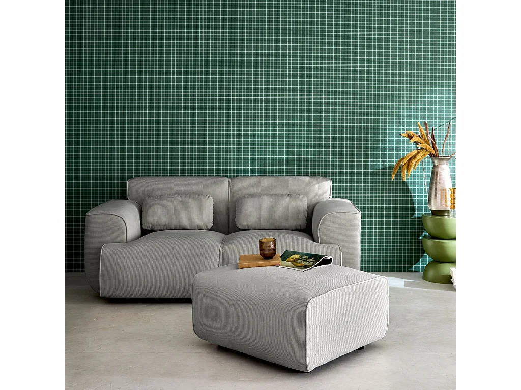 Poggiapiedi per divano wallas velluto a coste, grigio chiaro