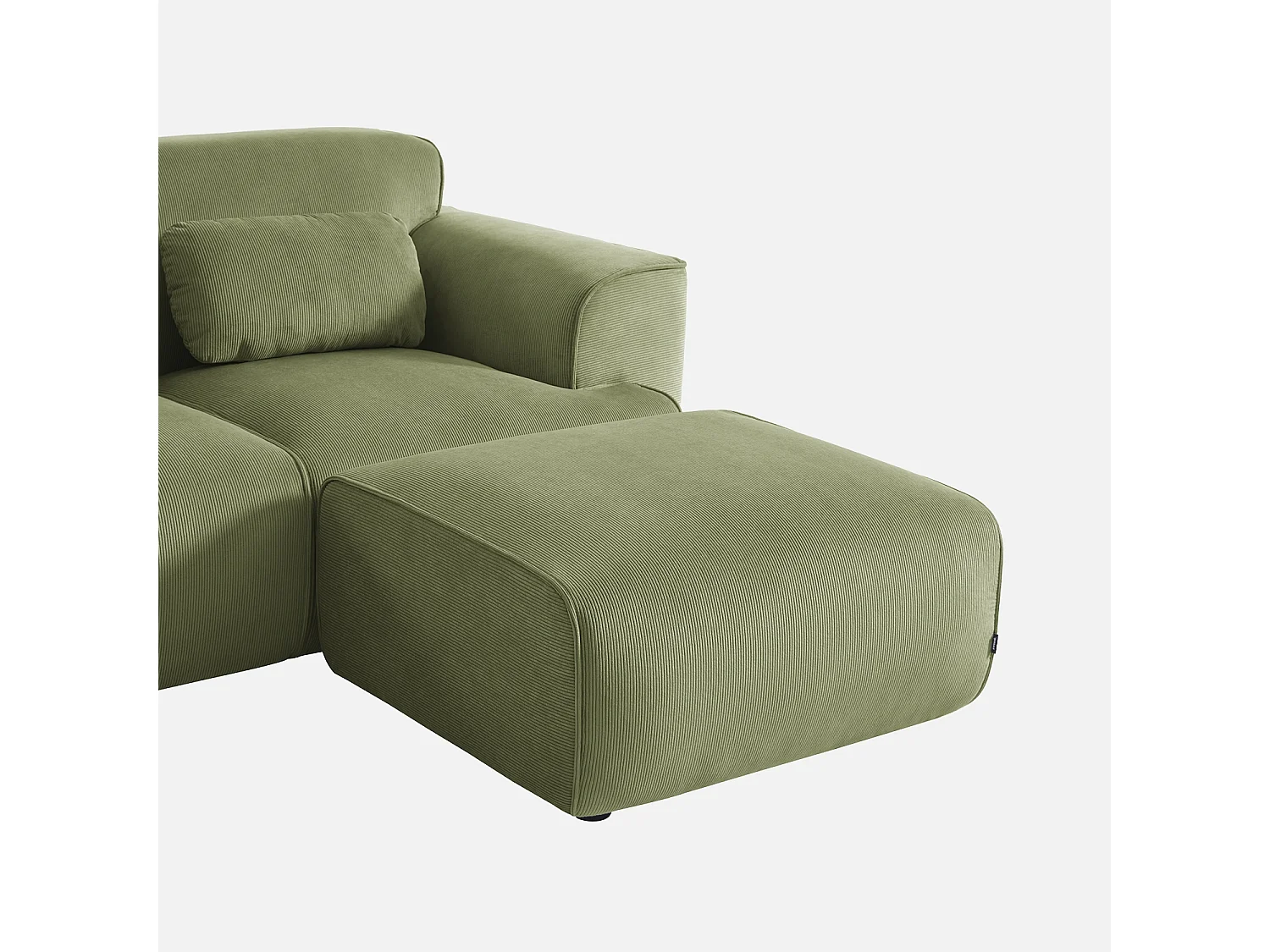 Pouf, poggiapiedi per divano wallas velluto a coste, 2 posti, verde