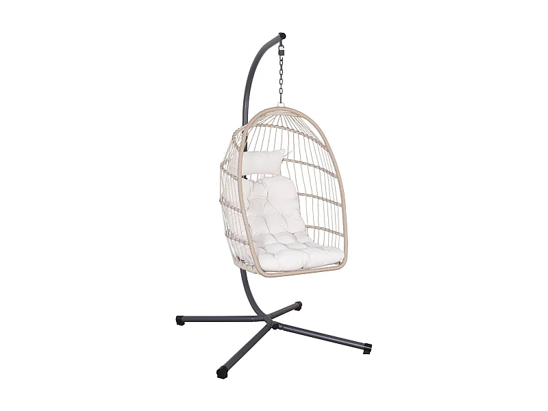 Fauteuil œuf suspendu beige TOSCANA acier. osier. polyester. 105 x 105 x 196 cm