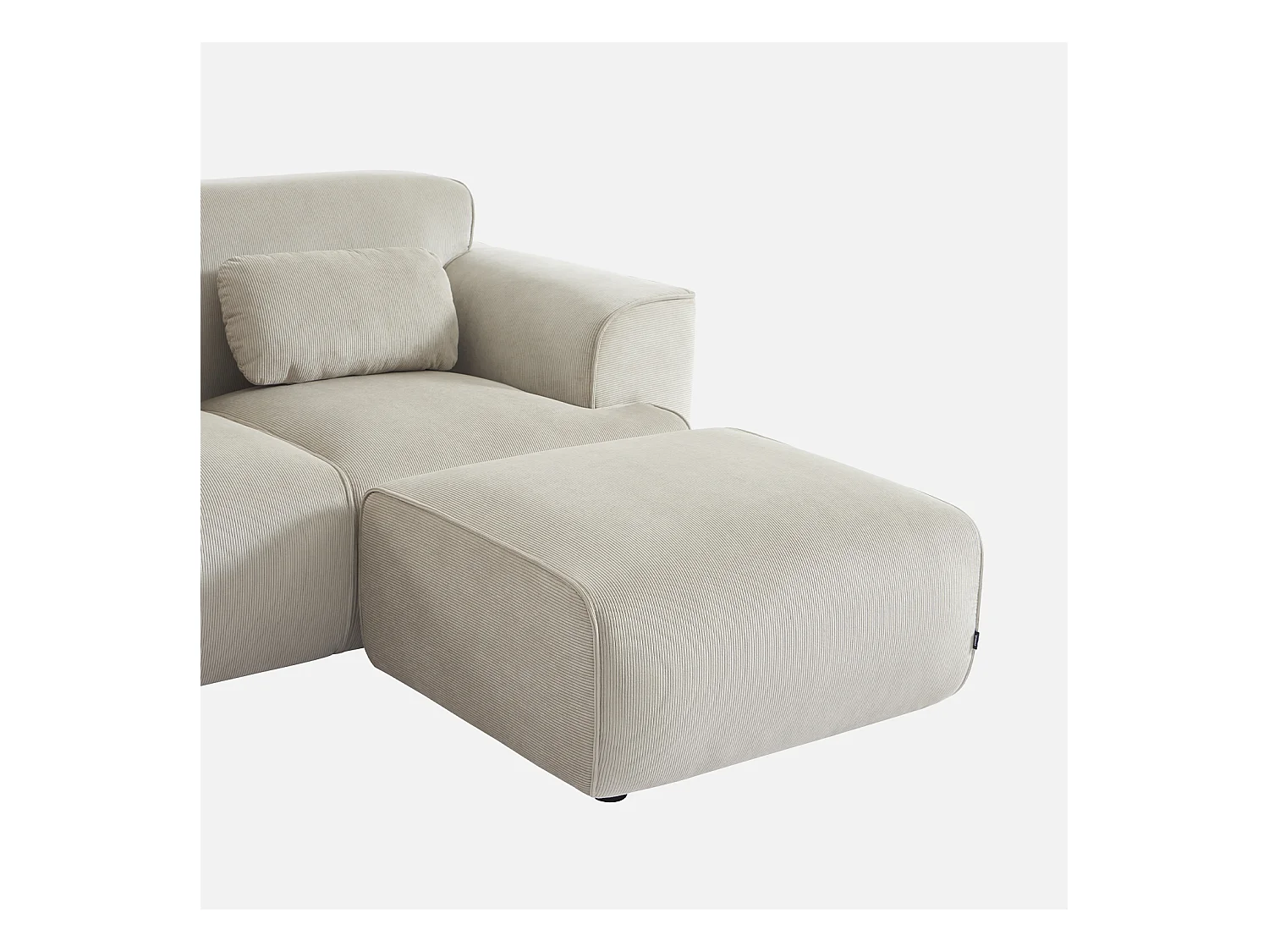 Pouf. module pour canapé. repose-pieds pour canapé 2 places en velours côtelé greige. L 76 x P 70 x H 41cm - Wallas