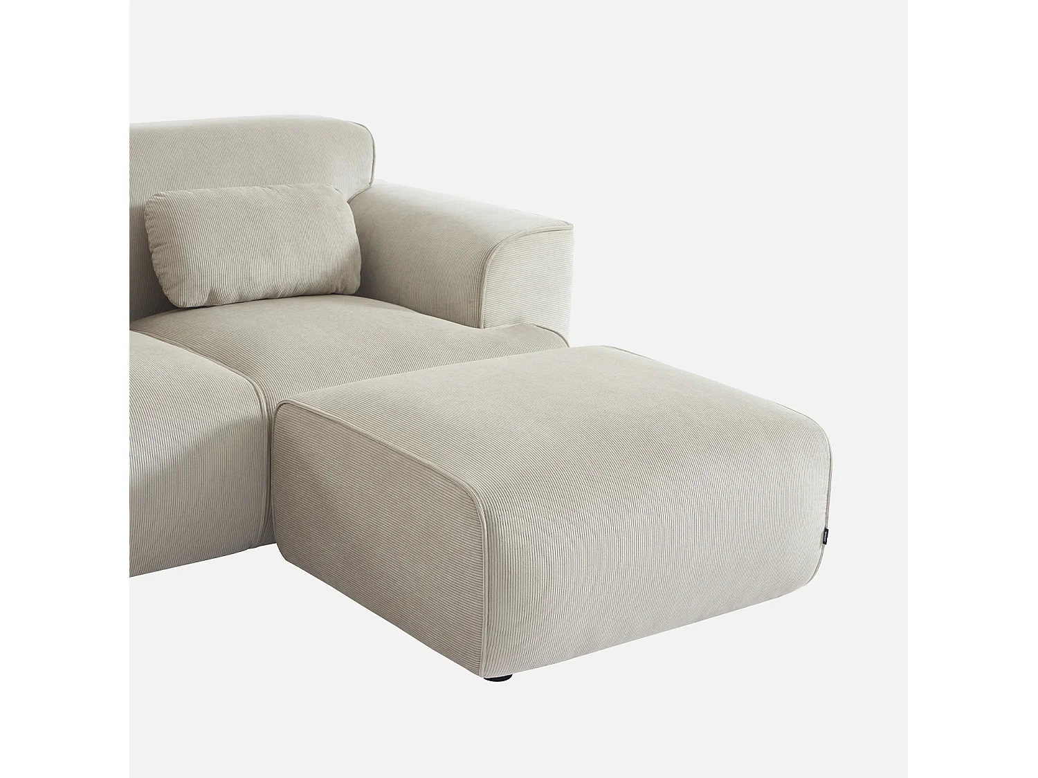 Poggiapiedi per divano wallas velluto a coste, beige grigio