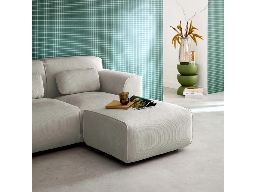 Poggiapiedi per divano wallas velluto a coste, beige grigio