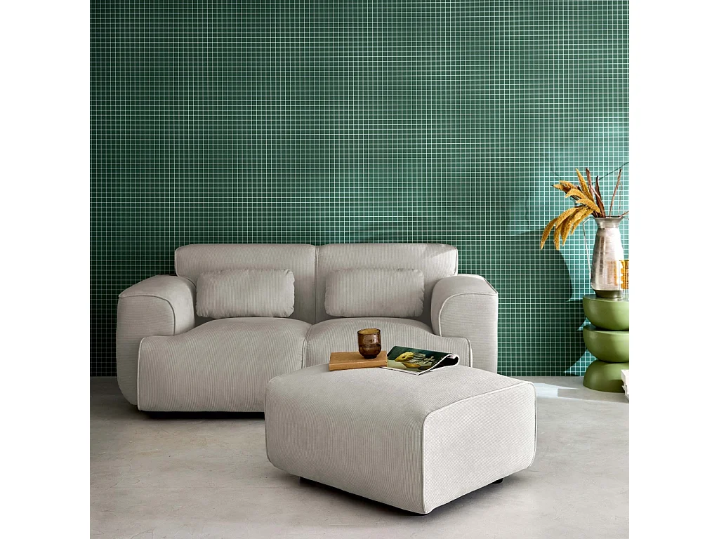 Poggiapiedi per divano wallas velluto a coste, beige grigio