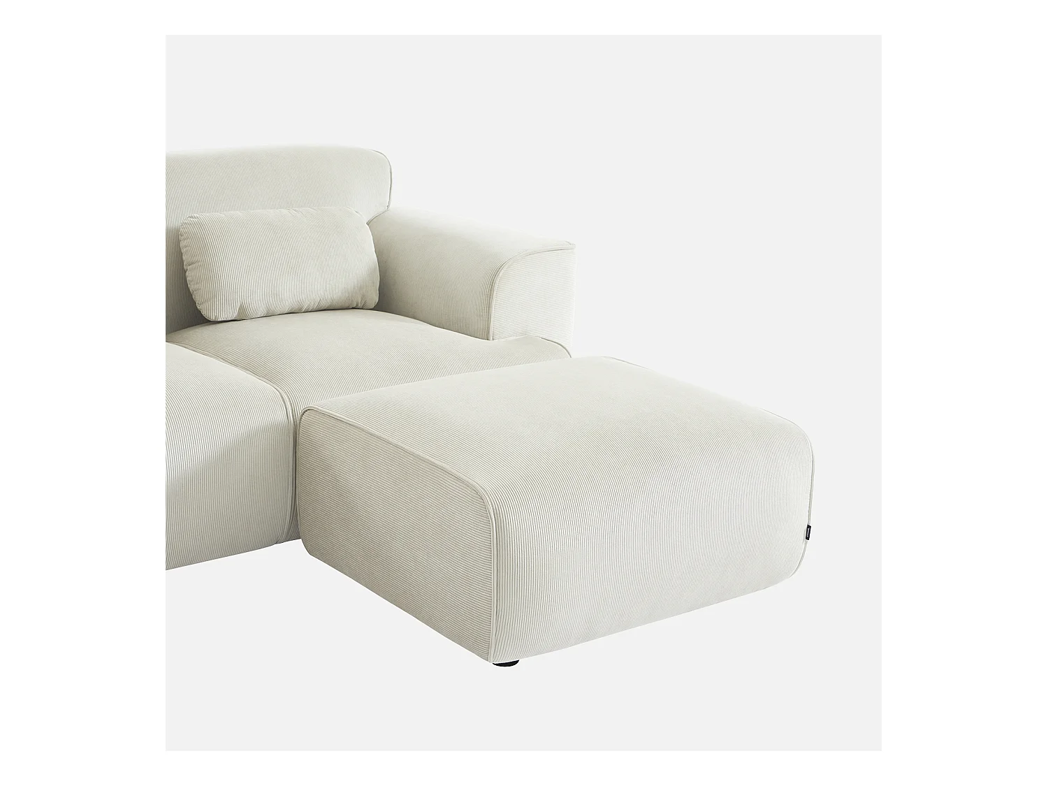 Pouf, poggiapiedi per divano wallas velluto a coste, 2 posti, crema