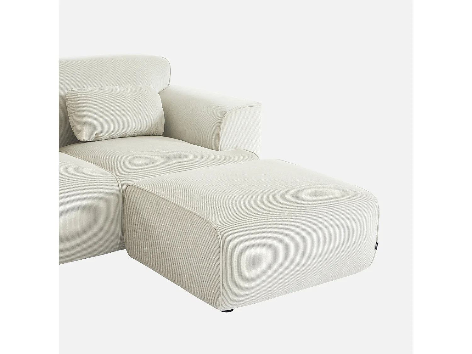 Pouf, poggiapiedi per divano wallas velluto a coste, 2 posti, crema