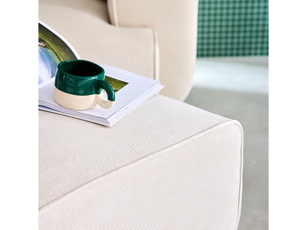 Poggiapiedi per divano wallas velluto a coste, crema