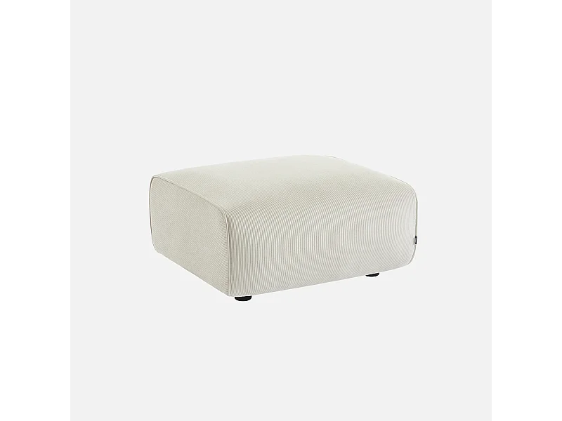 Pouf, poggiapiedi per divano wallas velluto a coste, 2 posti, crema