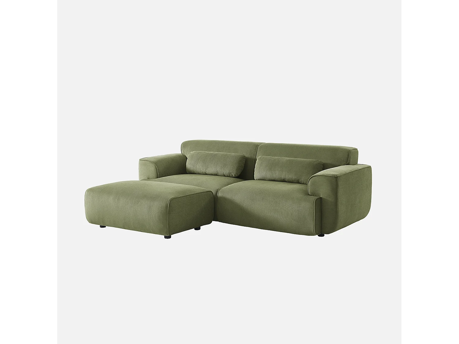 Pouf, poggiapiedi per divano wallas velluto a coste, 3 posti  , verde