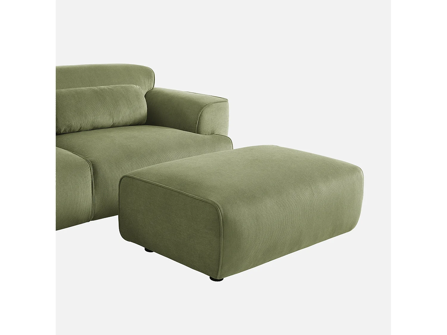 Pouf, poggiapiedi per divano wallas velluto a coste, 3 posti  , verde