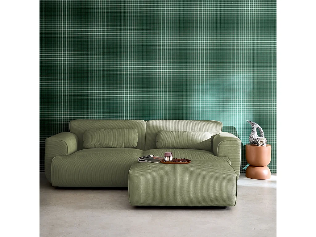 Puff, reposapiés para sofá de 3 plazas wallas terciopelo de pana fina