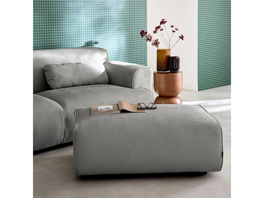 Reposapiés para sofá wallas terciopelo de pana fina, 3 plazas gris