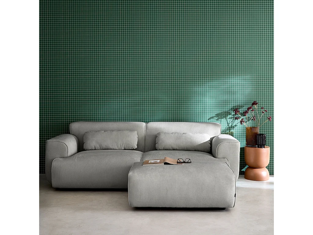 Reposapiés para sofá wallas terciopelo de pana fina, 3 plazas gris