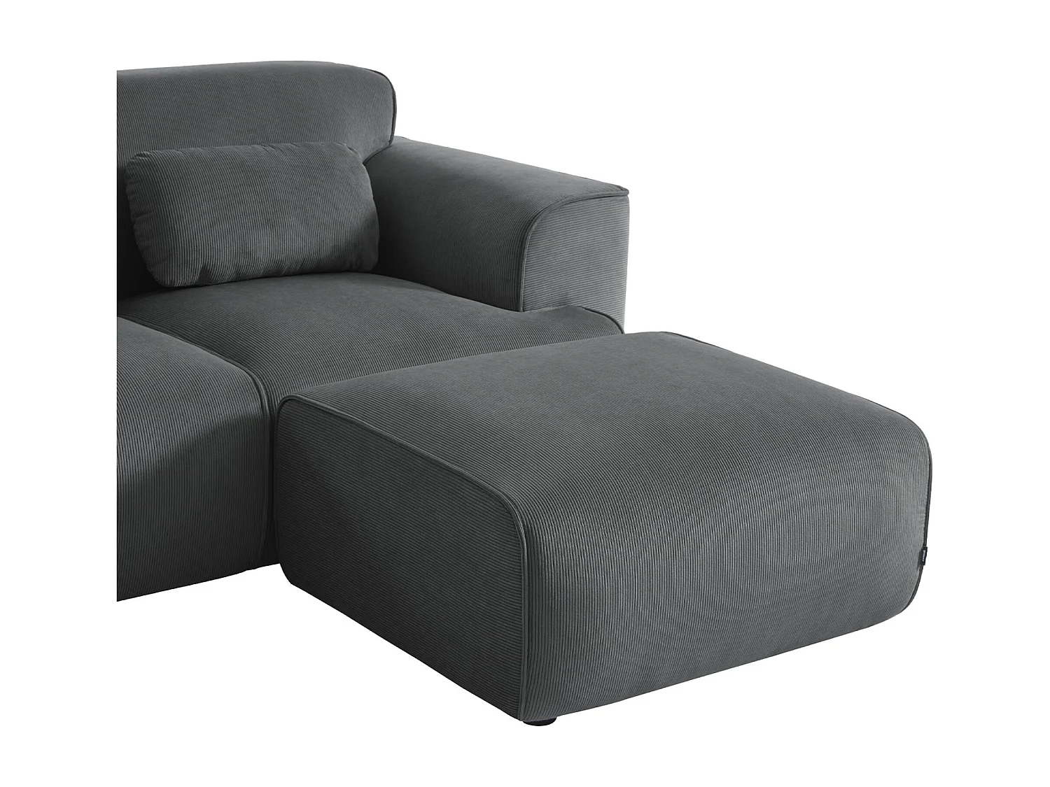 Pouf, poggiapiedi per divano wallas velluto a coste, 2 posti, grigio