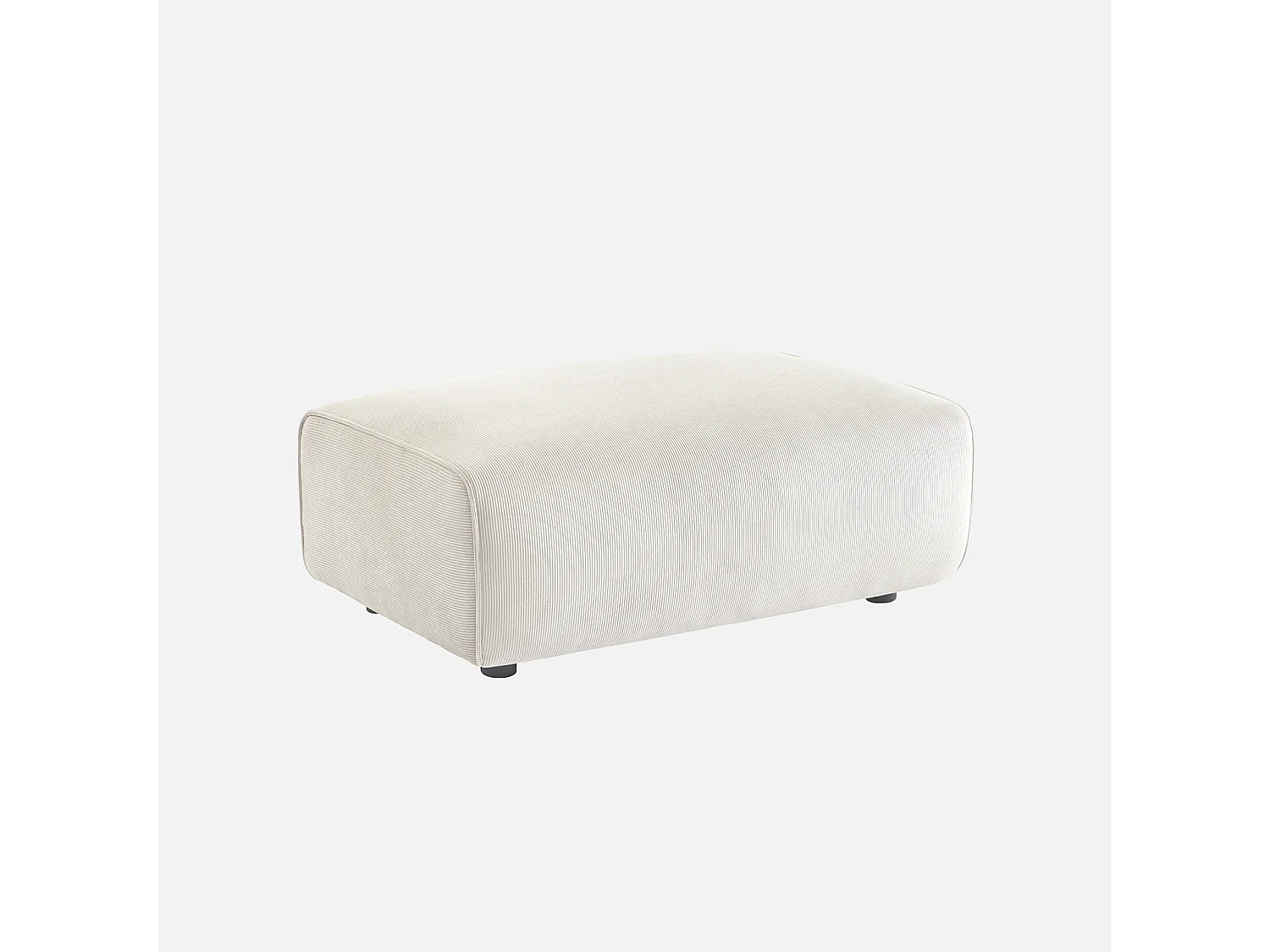 Pouf, poggiapiedi per divano wallas velluto a coste, 3 posti  , crema