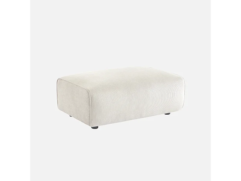 Pouf, poggiapiedi per divano wallas velluto a coste, 3 posti  , crema