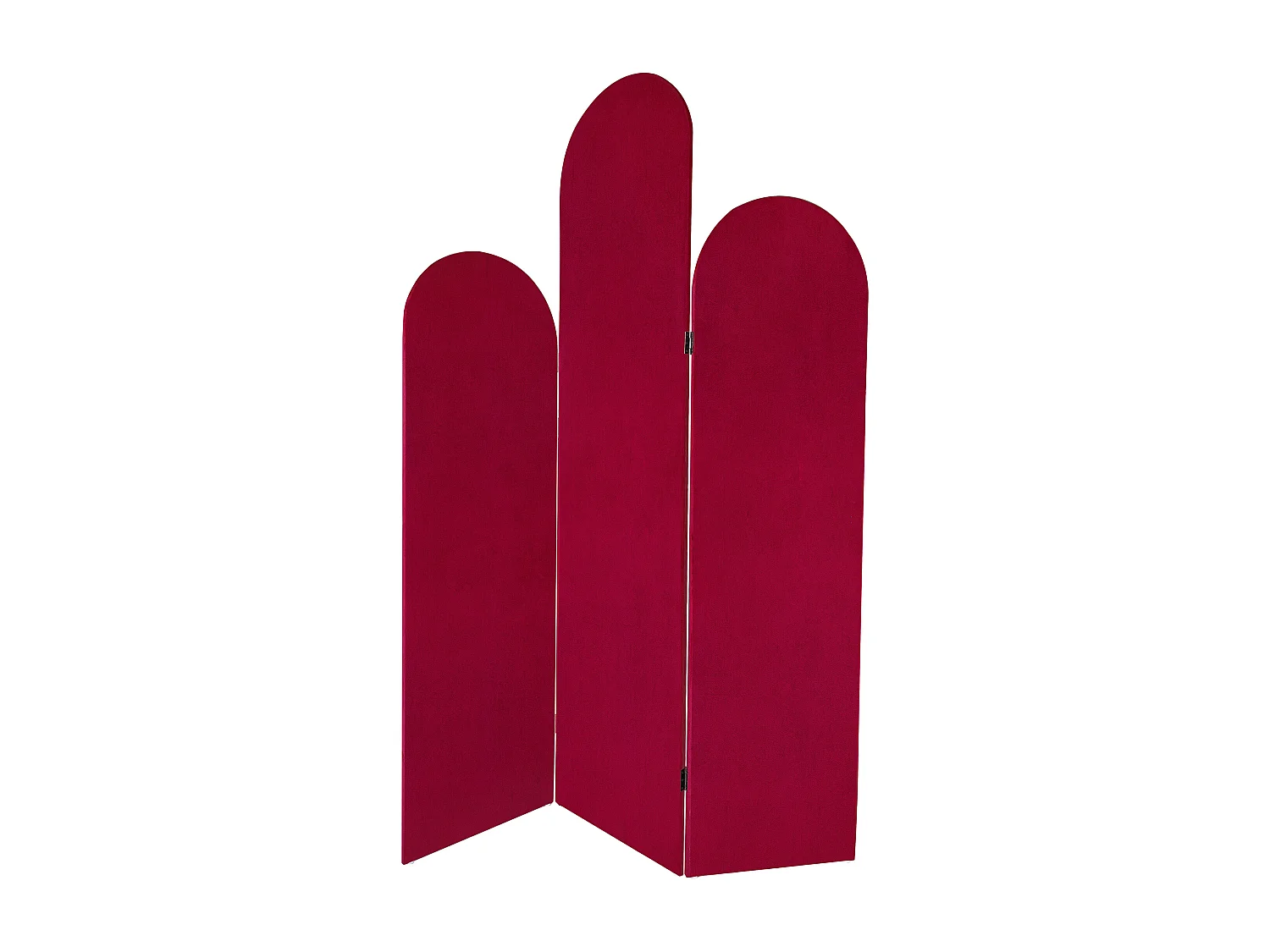 Biombo asimétrico 3 paneles de terciopelo - An. 120 x Alt. 180 cm - Rojo - CARMIDA