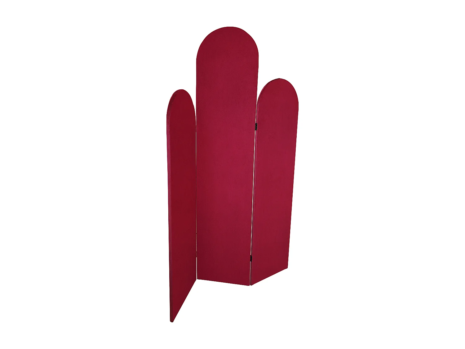 Biombo asimétrico 3 paneles de terciopelo - An. 120 x Alt. 180 cm - Rojo - CARMIDA